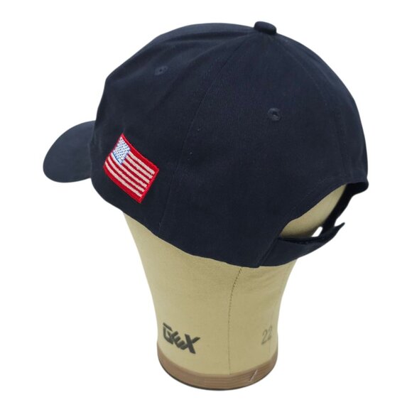 SEMCO American Flag Strapback Cap Trucker Baseball Embroidered Logo Blue Hat - Picture 11 of 14